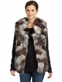 THE LOOKVariegated faux fur design Shawl collarFront fur hook closuresSleevelessSeam pocketsTHE FITAbout 26 from shoulder to hemTHE MATERIALPolyester/acrylicCARE & ORIGINDry cleanImportedModel shown is 5'10 (177cm) wearing US size Small. 