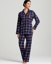 Give the gift of classic long sleeve pajama set in a cute tartan print.