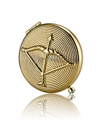 November 23 - December 21. You seek adventure and always remain optimistic. This positive attitude continues to attract good fortune in your life. Enjoy this golden bow and arrow, decorated with a brilliant birthstone clasp made of light green crystal. Filled and refillable with Lucidity Translucent Pressed Powder (small size refill). Beautifully boxed, with a velvety pouch.