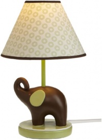 Carter's Green Elephant Lamp Base And Shade, Green/Choc, 5.5 X 12