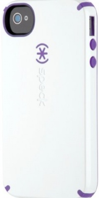 Speck Products CandyShell Glossy Case for iPhone 4/4S - 1 Pack - Carrying Case - Retail Packaging - White/Aubergine