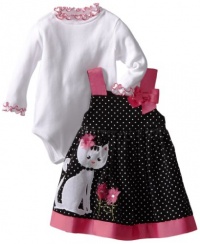 Bonnie Baby-Girls Infant Corduroy Cat Applique Jumper