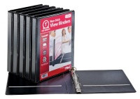 Cardinal ClearVue Round Ring View Binders, 1-Inch Capacity, Black, Case of 6 Binders (00316-C)