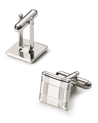 Match the refined pattern of your dress shirt with these check cufflinks for a consistently polished presentation. Engraved with fine lines for a bit of flash at the wrist.