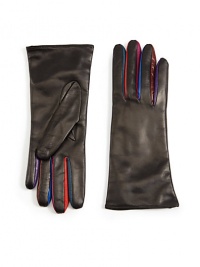 THE LOOKButtery soft leather with multicolored accents at tipsTHE MATERIALLeatherLinedCARE & ORIGINDry cleanImported