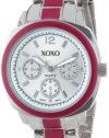 XOXO Women's XO111 Silver Dial Silver-tone and Pink Enamel Bracelet Watch