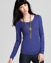 A silky knit MARC BY MARC JACOBS sweater with a classic crewneck silhouette in a beautiful new violet hue.