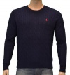 Polo Ralph Lauren Men's Silk Cable Knit Sweater-Navy Blue