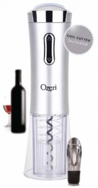 Ozeri Nouveaux II Electric Wine Opener in Silver, with Free Foil Cutter, Wine Pourer and Stopper -- Ultimate Wine Gift