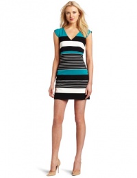 laundry BY SHELLI SEGAL Women's Color Block Stripe Dress, Mint Multi, 10