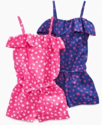 Nothing screams out girly fun than a polka dotted ruffle romper from Epic Threads.