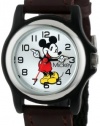 Disney Women's MCK620 Mickey Mouse Moving Hands Black and Brown Strap Watch