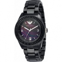 Emporio Armani Black Crystal Black Mother Of Pearl Ceramic Ladies Watch AR1423