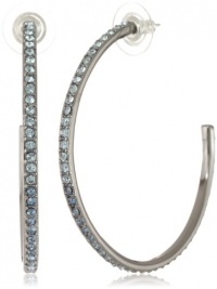 Judith Leiber Jewelry Single Row Pave Swarovski Crystal Gunmetal and Ombre Hoop Earrings