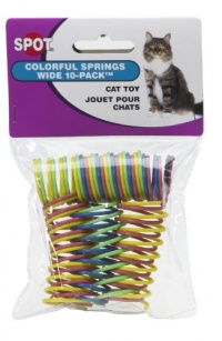 Ethical Pet Wide Durable Heavy Gauge Plastic Colorful Springs Cat Toy, 10-Pack