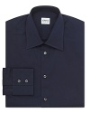 Add variety to your closet with a bold navy dress shirt from Armani Collezioni.