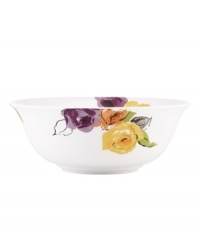 Featuring a mix of edgy, artsy blooms in modern porcelain, kate spade new york's Charcoal Floral serving bowl showcases heaps of mashed potatoes, pasta or leafy greens with chic new style.