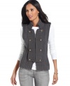 Mix the military-inspired trend into your wardrobe with a chic petite sweater vest from Style&co.