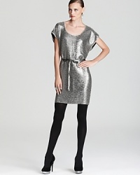 Go for the silver in this exquisitely-beaded DIANE von FURSTENBERG dress--infused with on-trend metallic shine for festive occasions that beg for sparkle.