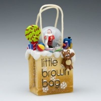 Bloomingdale's Little Brown Bag Shopper  Santa Bag Mini Waterglobe