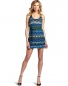 Wrapper Juniors Sleeveless Allover Printed Crochet Dress With Tie Belt