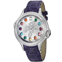 Fendi Crazy Carats Ladies Silver Diamond Dial Purple Strap Watch F104036033D1T02