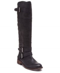 DV by Dolce Vita's Tyson riding boots are taller and edgier than most, with several buckled straps at the ankle and around the top of the shaft.