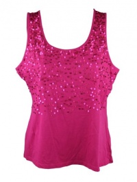 Charter Club Womens Petite Sleeveless Sequin Front Top