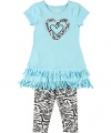 Flapdoodles Zebra Heart Dress Sets Aqua Spray 6