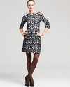 A study in Victorian romance, this Lilly Pulitzer dress flaunts an intricate lace print for a demure yet dramatic look.