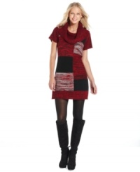 Create a cozy ensemble that stays figure-flattering in this Elementz petite sweater dress.