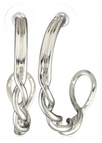 T Tahari Silver Tone Twist Hoop Earrings