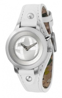 Fossil Women's BG2199 White Leather Strap Silver Big Tic Analog-Digital Dial Watch