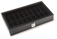 Diplomat Black Leatherette Eighteen Watch Storage Case with Clear Top and Black Suede Interior