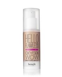 Hello…it's flawless time! The new oil-free brightening liquid foundation builds from light to medium coverage for a natural complexion you can believe in. It's you…just more luminous & healthy looking.  Contains Benefit's exclusive Oxygen Wow Hydrating Complex* • helps boost cellular respiration for a plumping up effect • helps protect against environmental stresses • contains vitamin C & E derivatives known to prevent the signs of aging*In vitro test on ingredientsWHAT ELSE YOU NEED TO KNOW: • broad-spectrum SPF 25 PA+++ protection**• oil-free formula• natural finish• hydrating benefits• light-diffusing properties• available in 9 shades**What does PA+++ mean? SPF stands for the protection grade of the UVB filter. PA stands for the protection grade of the UVA filter. The highest standard of sun protection rating is the three-star PA rating. Our foundation has three stars, which translates to the highest protection.