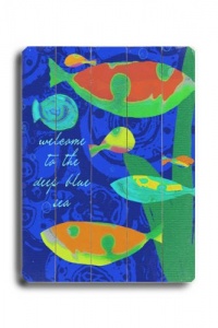 Deep Blue Sea 30x40 Artistic Planked Wood Sign by Lisa Weedn