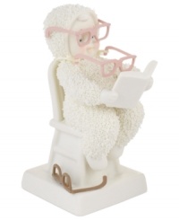 A cute, playful take on the misplacing of glasses, this Snowbabies figurine is adorable enough to trigger anyone's memory. Crafted of porcelain bisque from Department 56.