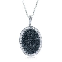 Effy Jewelry Effy® 14K White Gold Diamond and Black Diamond Pendant 1.57 Tcw.