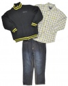 Kenneth Cole Boys 2-7 Jacket with Shirt and Jean, Black, 7