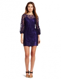 laundry BY SHELLI SEGAL Women's Placement Lace Dress, Grape, 4