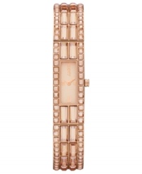 Shimmering crystal accents and rose-gold hues create a lovely presence on this DKNY watch.