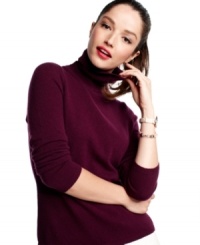 Cozy up to this chic petite turtleneck from Charter Club. Made from 100% cashmere, it feels as good as it looks!