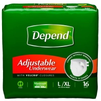 Depend Adjustable Underwear, [Large/Extra-Large], Maximum Absorbency, 16-Count Packages (Pack of 4) Package may vary