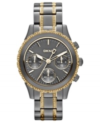 Dusky gunmetal tones blend impeccably with golden accents on this DKNY watch.