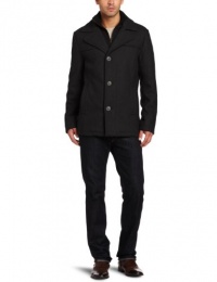 Kenneth Cole Men's Melton Single-Breasted Pea Coat