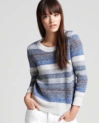 Channel après-chic style as well-worn stripes lend a rustic feel to a chunky-knit Burberry Brit sweater. Team with distressed denim for rugged elegance.