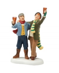 They've hit up The Hoops Pub and now these two ol' chaps are jolly as can be, raising their pints as they spread holiday cheer through the streets of Dickens' Village. By Department 56.