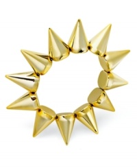 All signs point to high fashion with this spiked stretch bracelet from Bar III. Crafted from gold-tone mixed metal, this bracelet is on the cutting edge. Approximate diameter: 3-1/2 inches.