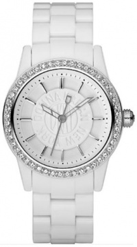 Dkny Quartz White Gem Dial White Plastic Band - Women's Watch NY8011