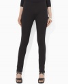 Lauren Ralph Lauren's slim, fitted leg creates a modern look on the flattering Mani petite pant in sleek stretch jersey. (Clearance)